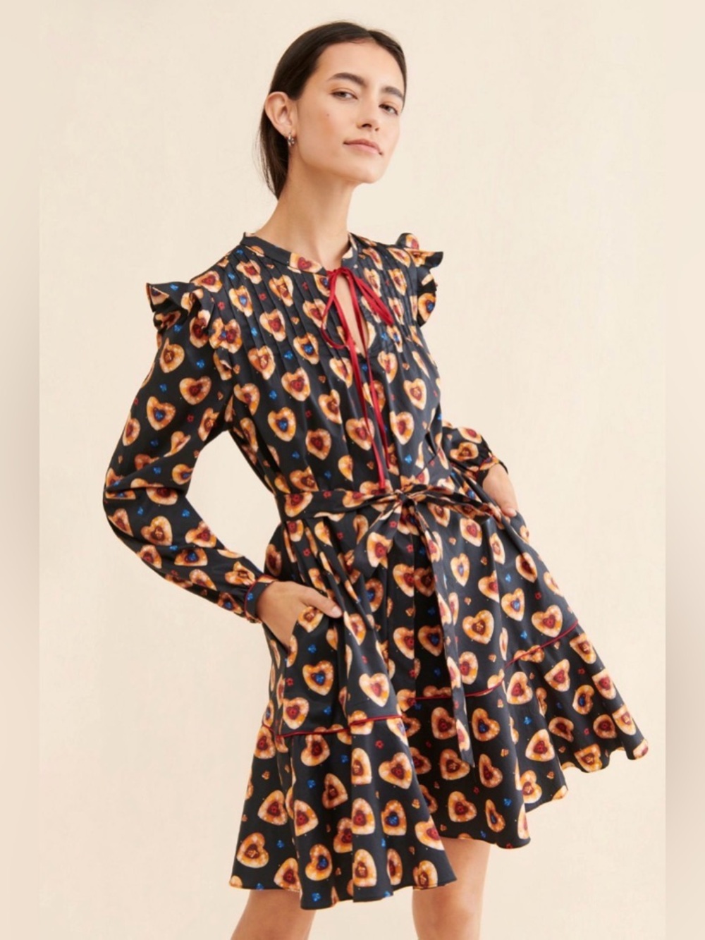 Anthropologie Nuuly Rachel Antonoff Laura Mini Dress Heart Print Size Large